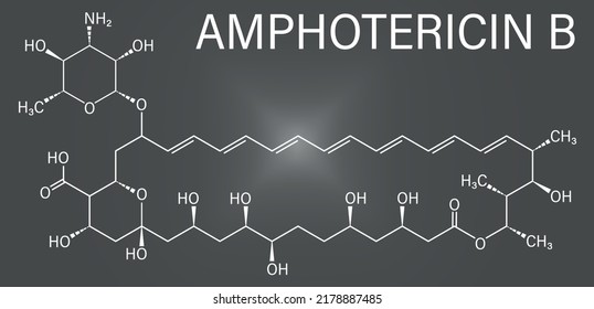 Skeletal formula of Amphotericin B antifungal drug molecule.