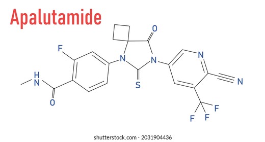 Skeletal Formula Of Apalutamide Prostate Cancer Drug Molecule. 