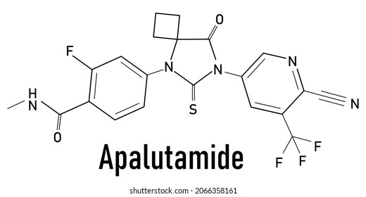 Skeletal Formula Of Apalutamide Prostate Cancer Drug Molecule.	