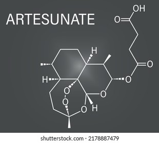 Skeletal formula of Artesunate malaria drug molecule.