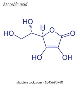 Skeletal formula of Ascorbic acid. Drug chemical molecule.