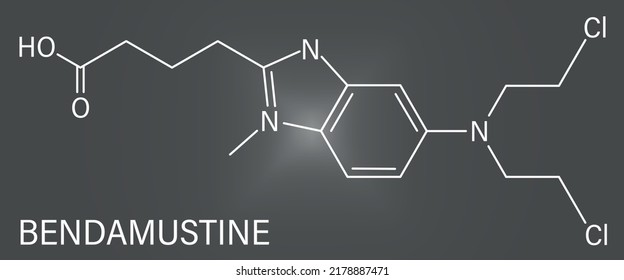 Skeletal Formula Of Bendamustine Cancer Chemotherapy Drug Molecule,  Nitrogen Mustard.