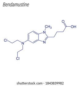 Skeletal formula of Bendamustine. Drug chemical molecule.