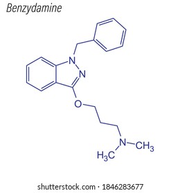 Skeletal formula of Benzydamine. Drug chemical molecule.