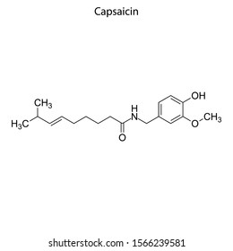 Skeletal Formula Of Capsaicin. Chemical Molecule.