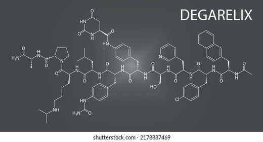 Skeletal formula of Degarelix prostate cancer drug molecule.