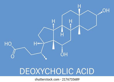 Skeletal formula of Deoxycholic acid bile acid molecule. Also used as drug.