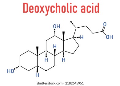 Skeletal formula of Deoxycholic acid bile acid molecule. Also used as drug.