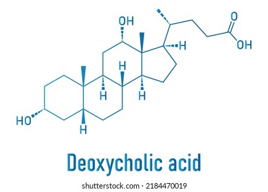 Skeletal formula of Deoxycholic acid bile acid molecule. Also used as drug.