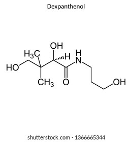 Skeletal formula of Dexpanthenol. Vitamin chemical molecule.