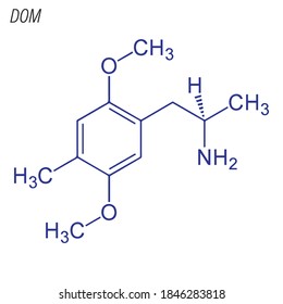 Skeletal formula of DOM. Drug chemical molecule.