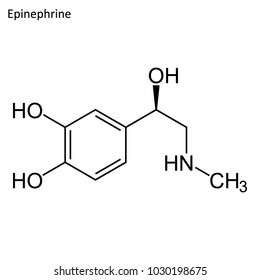 Skeletal formula of Epinephrine. stimulant molecule. 