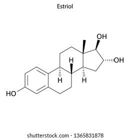 Skeletal formula of Estriol. hormone molecule.
