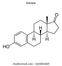 Skeletal formula of Estrone. hormone molecule.