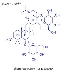 Skeletal formula of Ginsenoside. Drug chemical molecule.