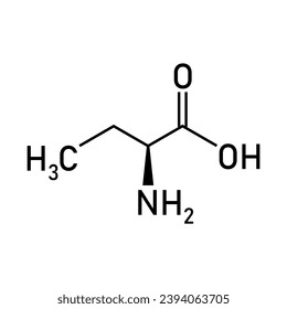 Skeletal formula of L-alanine. Chemical structure of Alanine (C3H7NO2). Chemical resources for teachers and students. Vector illustration isolated on white background.