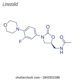 Skeletal Formula Of Linezolid. Drug Chemical Molecule.