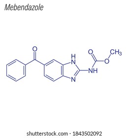 Skeletal formula of Mebendazole. Drug chemical molecule.