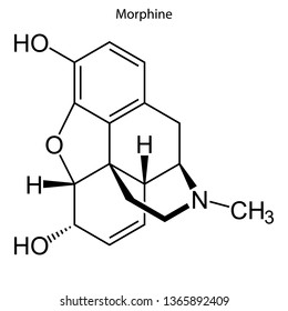 Skeletal formula of Morphine. chemical molecule.