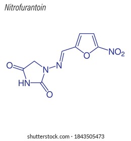 Skeletal formula of Nitrofurantoin. Drug chemical molecule.
