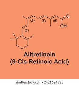Skeletal formula of (Panretin gel, Toctino )  Alitretinoin, or 9-cis-retinoic acid, is a form of vitamin A. is also used in medicine as an antineoplastic (anti-cancer) .is a first generation retinoid