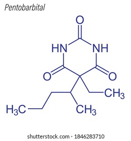 Skeletal Formula Of Pentobarbital. Drug Chemical Molecule.