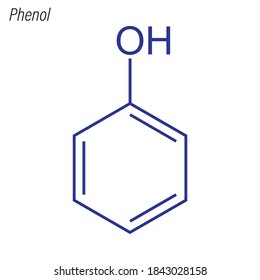 Skeletal formula of Phenol. Antimicrobial chemical molecule.