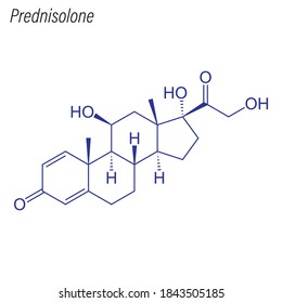 Skeletal formula of Prednisolone. Drug chemical molecule.