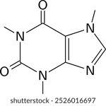 Skeletal formula representation of the caffeine molecule.