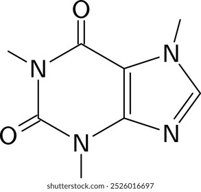 Skeletal formula representation of the caffeine molecule.