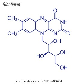 Skeletal formula of Riboflavin. Drug chemical molecule.