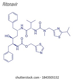 Skeletal Formula Of Ritonavir. Drug Chemical Molecule.