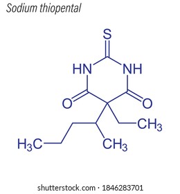 Skeletal Formula Of Sodium Thiopental. Drug Chemical Molecule.