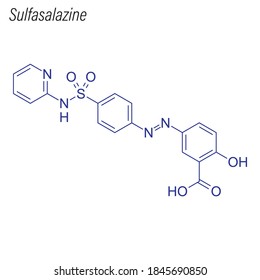 Skeletal formula of Sulfasalazine. Drug chemical molecule.