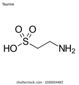 Skeletal formula of taurine. Amino acid molecule