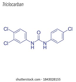 Skeletal formula of Triclocarban. Antimicrobial chemical molecule.