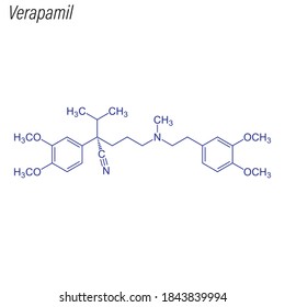 Skeletal formula of Verapamil. Drug chemical molecule.