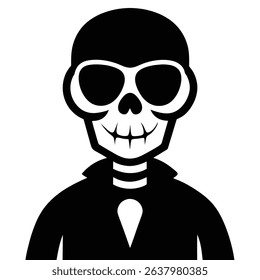 Skeletal gentleman in a suit halloween icon.