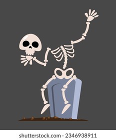 Skeletal ghost . Halloween cartoon characters . Vector .