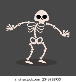 Skeletal ghost . Halloween cartoon characters . Vector .