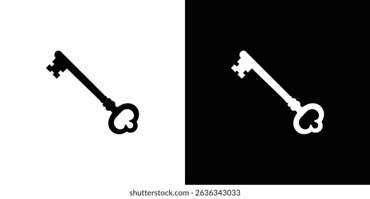 Skeletal key icon black and white graphic