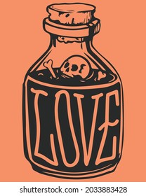 Skeletal Love Halloween illustration Vector. Happy Halloween Background