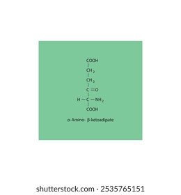 α-Amino-β-ketoadipate skeletal structure diagram.Bile pigment compound molecule scientific illustration.