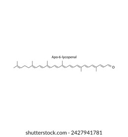 Apo-6′-lycopenal skeletal structure diagram.Caratenoid compound molecule scientific illustration on white background.