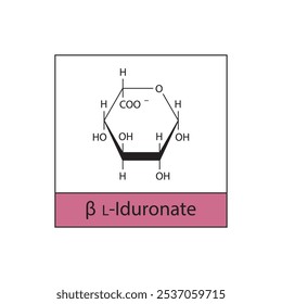β-L-Iduronate diagrama de estrutura esquelética.Molécula composta de açúcar ilustração científica.