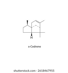 estrutura esquelética de α-cedeno Ilustração esquemática do composto de sesquiterpeno. Diagrama simples, fórmula química.