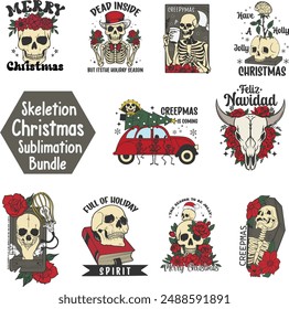 Skeletion Christmas Sublimation Design Bundle