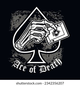 
 skeleton arm with ace of spade,   grunge vintage design t shirts
