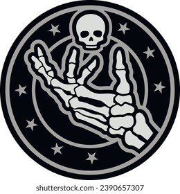 skeleton arm and skull, vintage design t shirts
