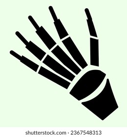 Skeleton arm solid icon. Human hand bone with fingers x ray glyph style pictogram on white background. Anatomy and organs signs for mobile concept and web design. Vector graphics